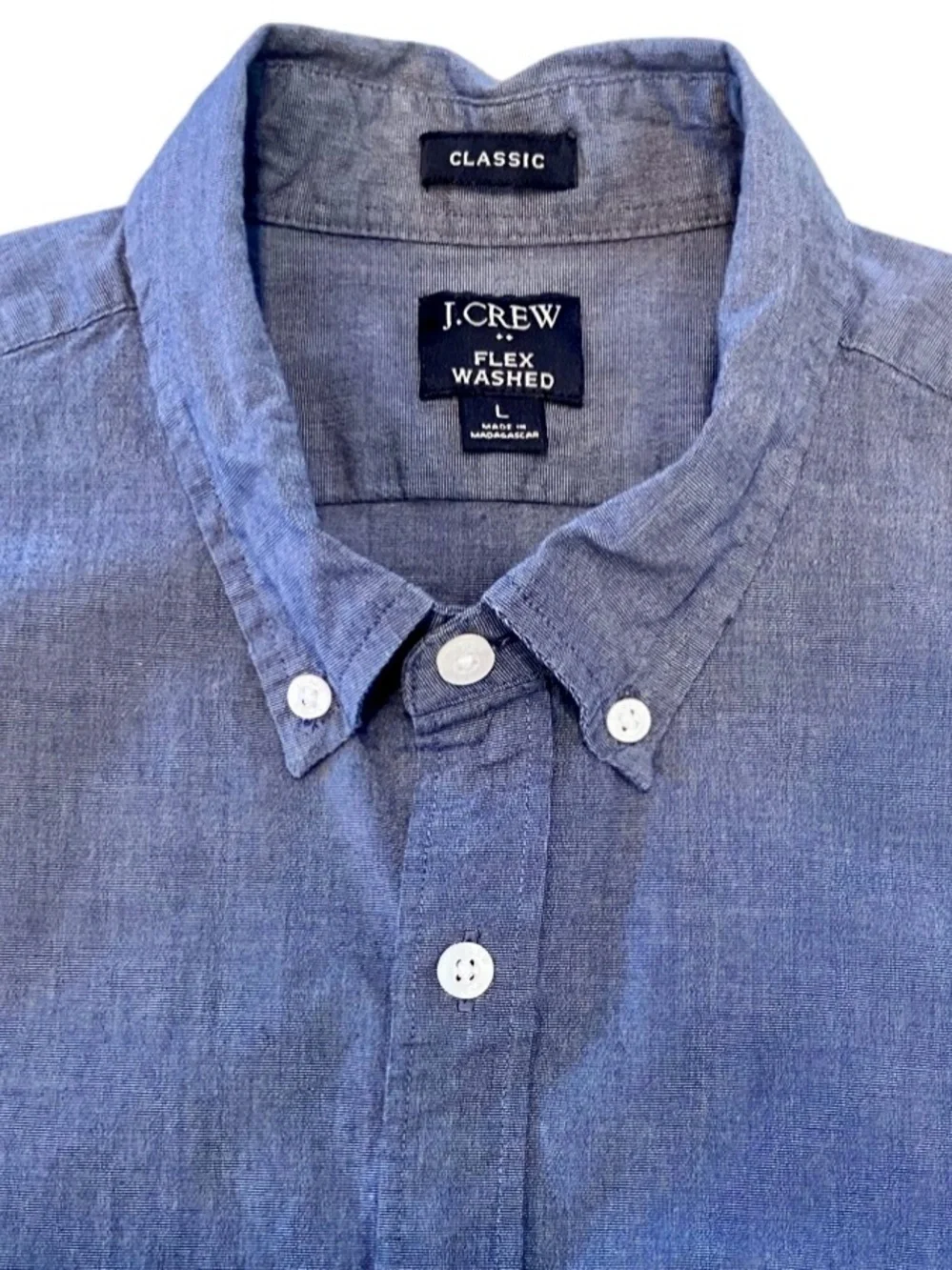 J Crew Classic Flex Washed Long Sleeve Button Down in Blue Men’s L